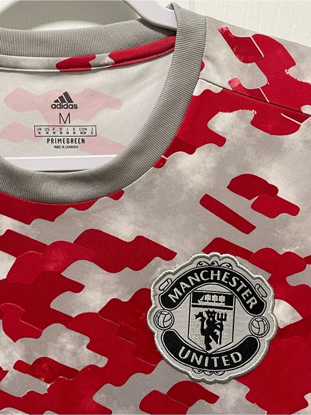 Adidas Manchester United Pre Match Football Jersey Shirt Short Sleeve Red Size M